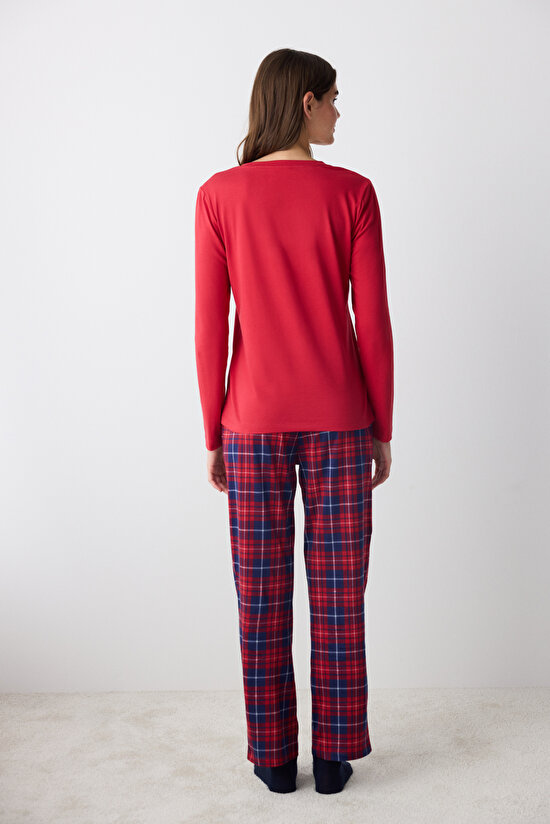 Pamuklu Holiday Çok Renkli Pantolon Pijama Takımı - 5