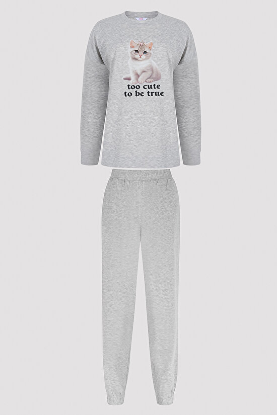Cute Grey Pants PJ Set - 6