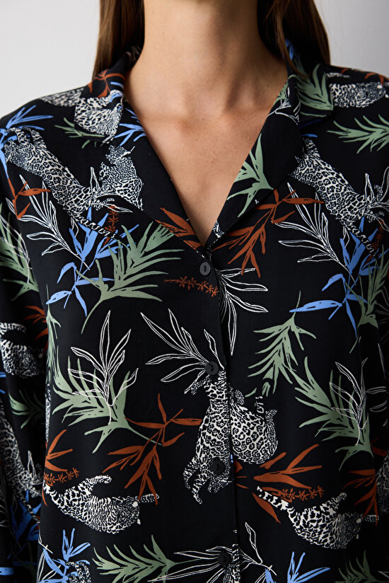 Çok Renkli Dark Front Pantolon Pijama Takımı - 3