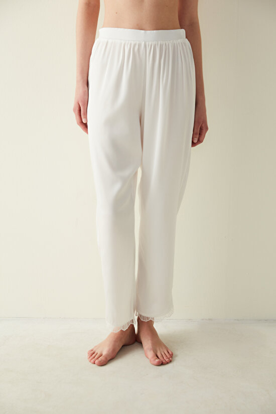 Bridal Saten Beyaz Pijama Altı-Gelin Koleksiyonu - 2