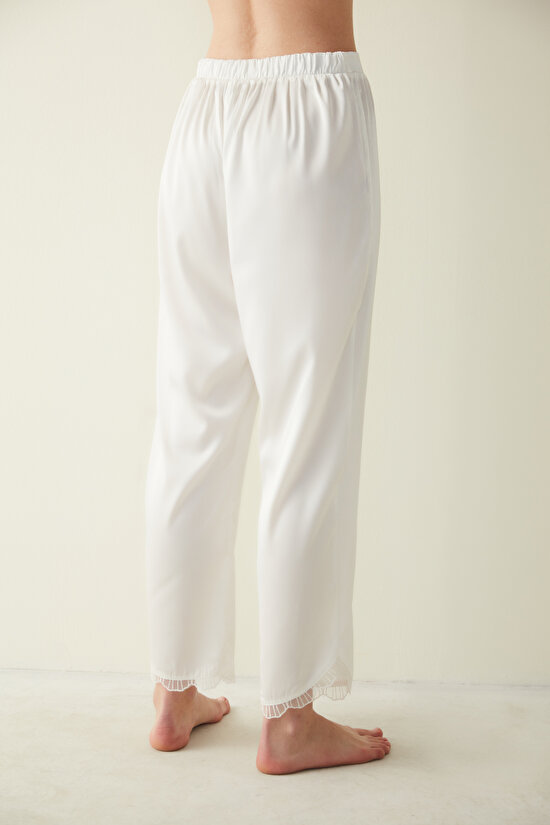 Bridal Saten Beyaz Pijama Altı-Gelin Koleksiyonu - 3