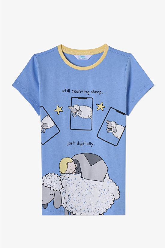 Mavi Erkek Çocuk Sheepy  Pamuklu 2'li Pijama Takımı - 12