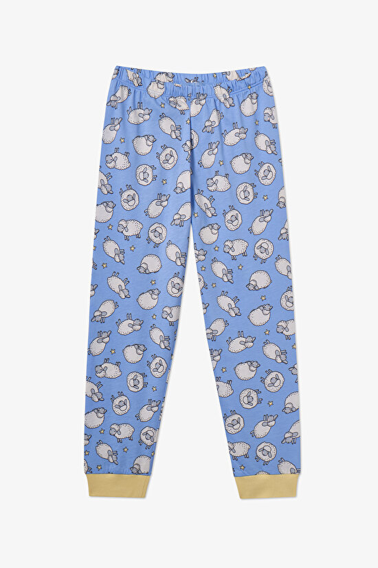 Mavi Erkek Çocuk Sheepy  Pamuklu 2'li Pijama Takımı - 13