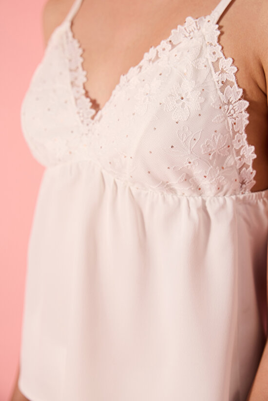 Bridal Elegant Satin White Pant PJ Set - 5