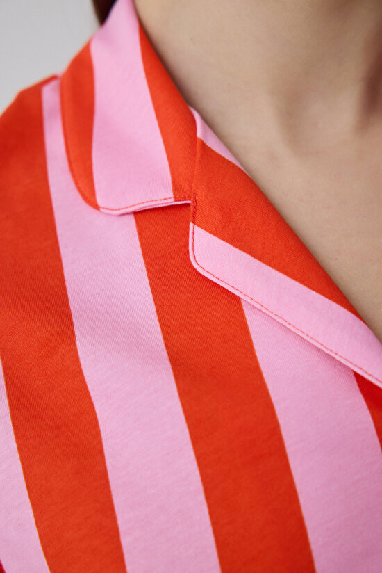 Çok Renkli Amour Gömlek Pantolon Pijama Takımı - 3