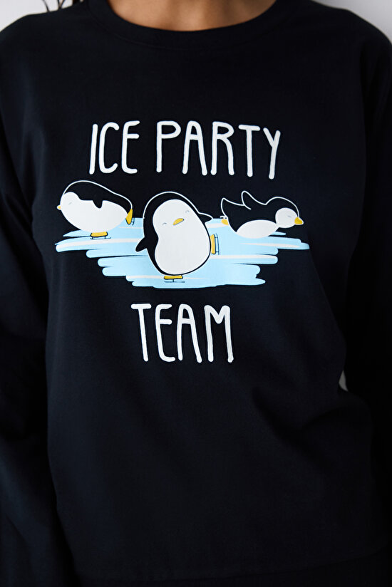 Ice Party Siyah Pantolon Pijama Takımı - 3