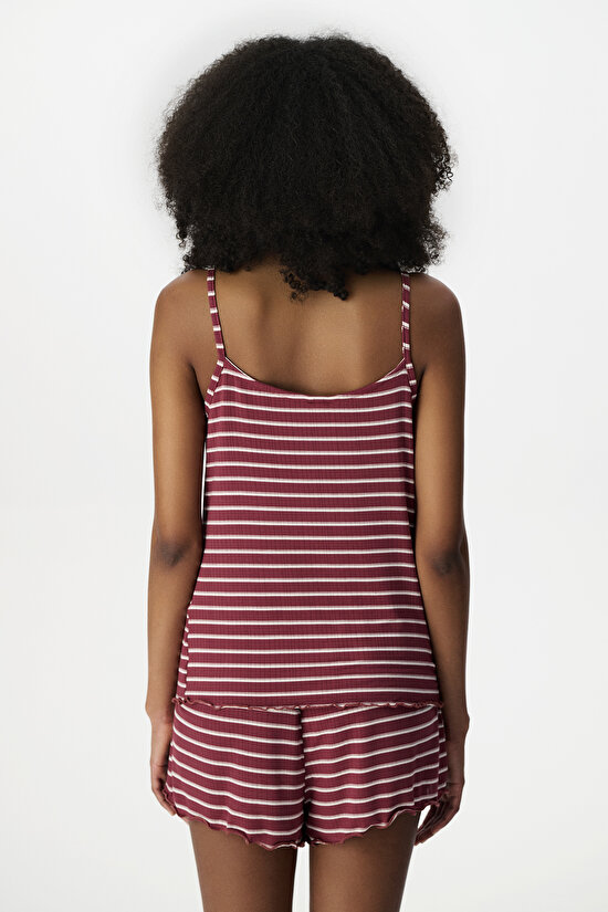 Bordo Sisterhood Maroon Şortlu Pijama Takımı - 5