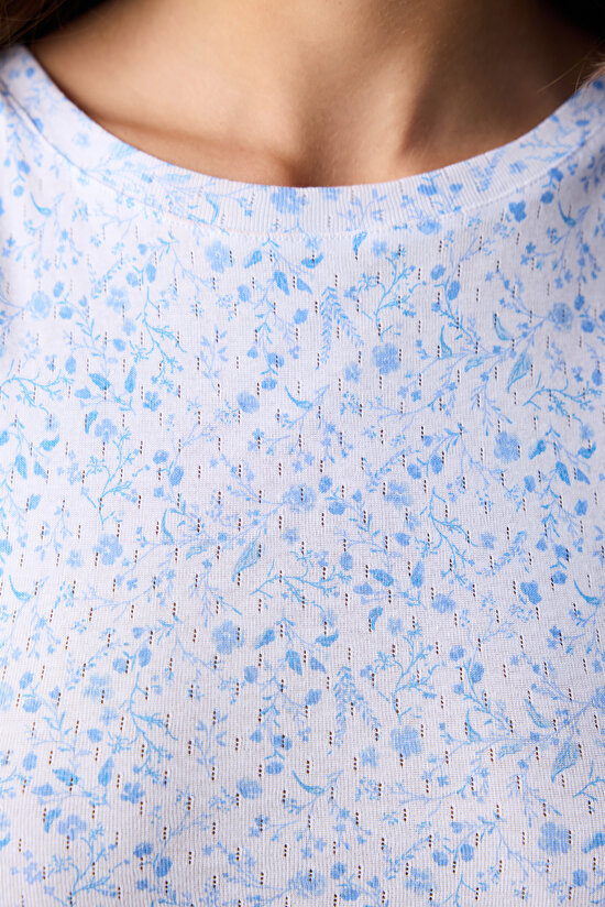 Pamuklu Alice Pointel Mavi Elbise Gecelik - 3