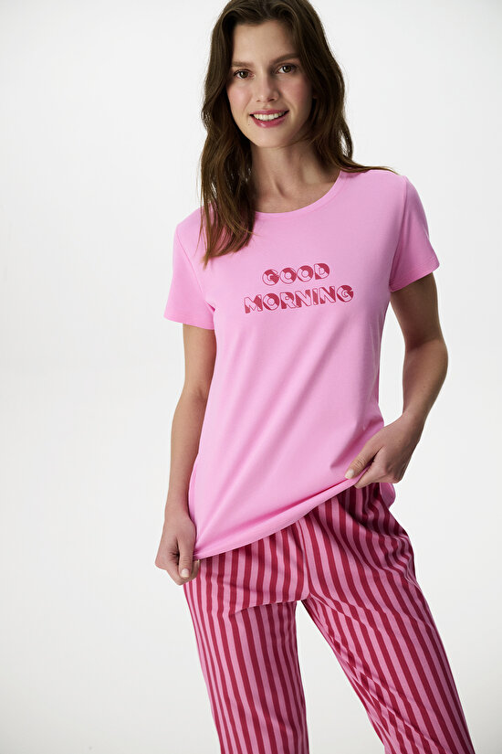 Pink Ent Morning Capri Pajama Set - 2