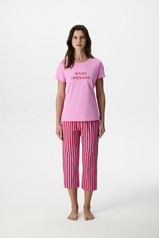 Pink Ent Morning Capri Pajama Set - 5
