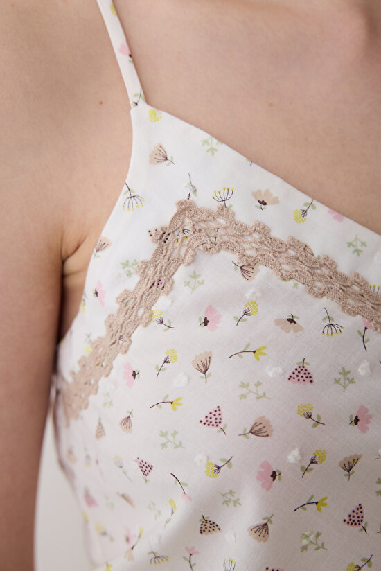 Blossom Pamuklu Pantolon Ekru Pijama Takımı - 3