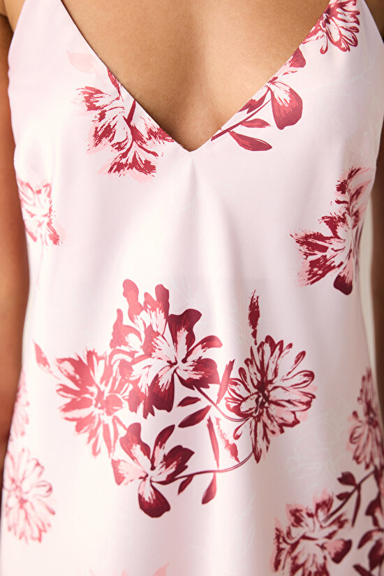 Naya Saten Pembe Gecelik - 4