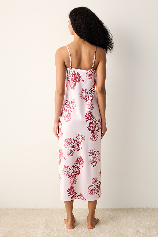 Naya Saten Pembe Gecelik - 7