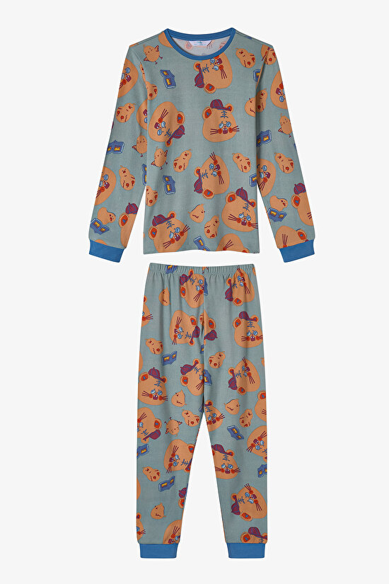 Boys' Green More Page Long Sleeve Pyjama Set - 1