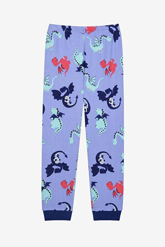Erkek Çocuk Dragon Mavi Pijama Takımı - 3