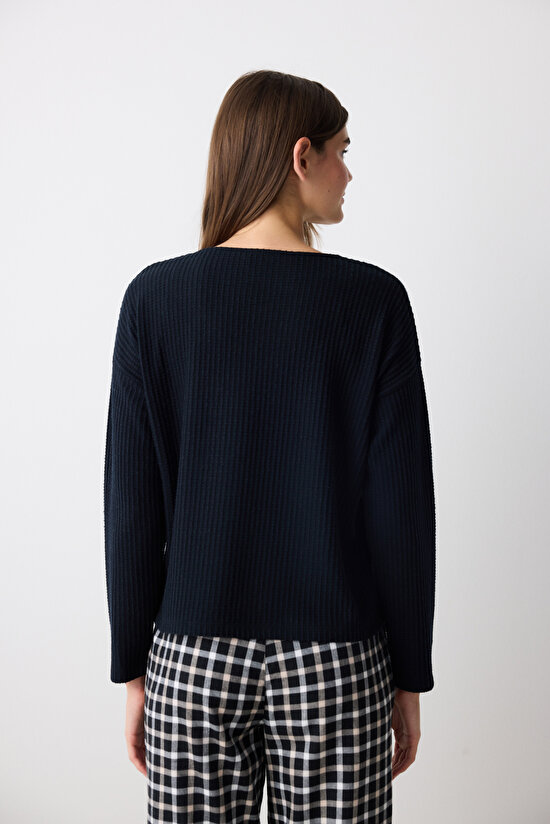 Alia Dark Siyah Sweatshirt Pijama Üstü - 4