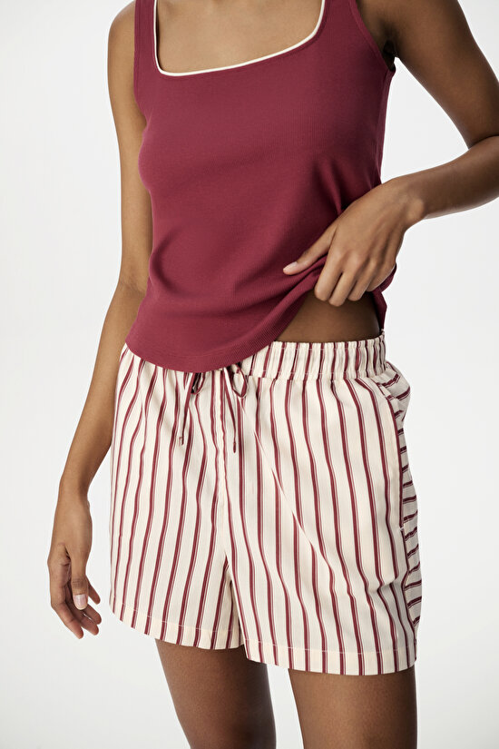 Bordo Sisterhood Pamuklu Şort Pijama Altı - 3