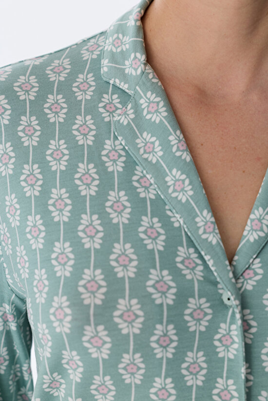 Açık Yeşil Alia Green Gömlek Pantolon Pijama Takımı - 3