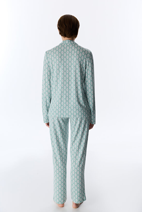 Açık Yeşil Alia Green Gömlek Pantolon Pijama Takımı - 5