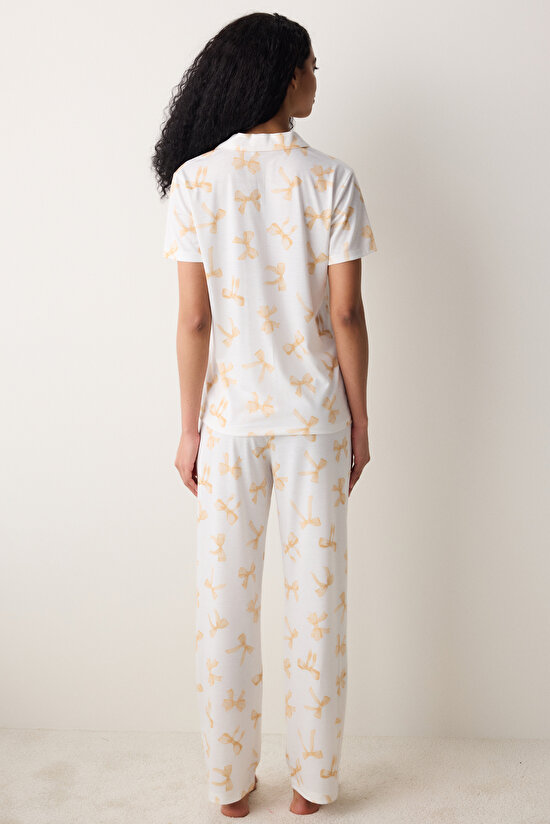 Yellow Bows Shirt Pant Light Yellow PJ Set Yellow Bows Shirt Pant Light Yellow PJ Set - 5