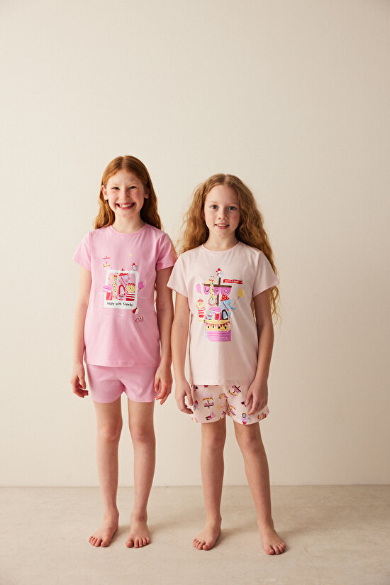 Kız Çocuk Travel Baskılı 2li Pijama Takımı - 2
