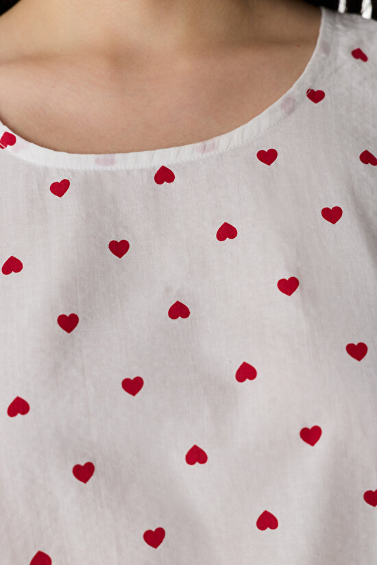Off-White Red Hearts Tank Pajama Top - 3