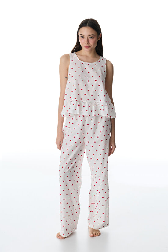 Off-White Red Hearts Tank Pajama Top - 4