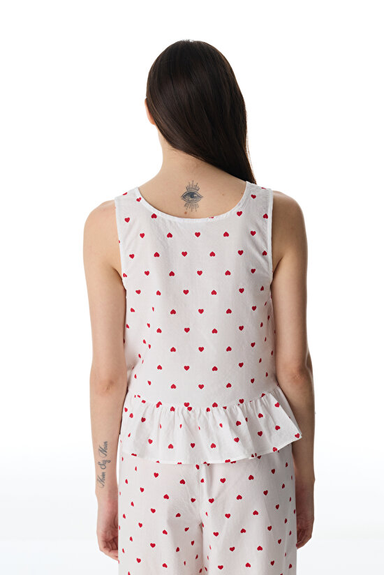 Off-White Red Hearts Tank Pajama Top - 5