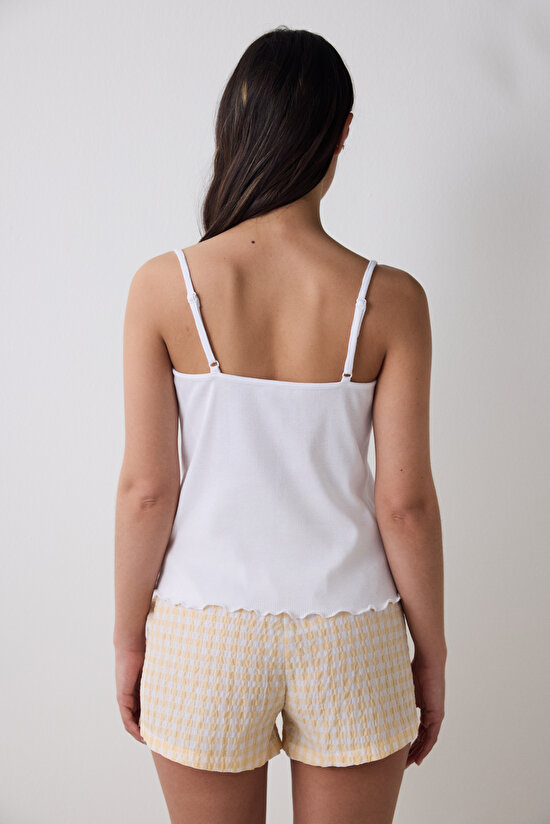 Josie Gingham Açık Sarı Şortlu Pijama Takımı Josie Gingham Açık Sarı Şortlu Pijama Takımı - 3