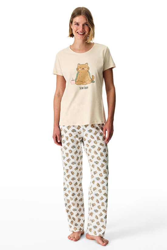 Slow Today Pamuklu Pantolon Pijama Takımı - 1