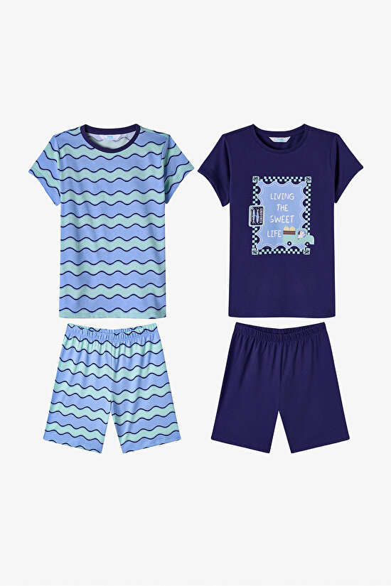 Blue Boys Blue Waves 2in1 Pajama Set - 1
