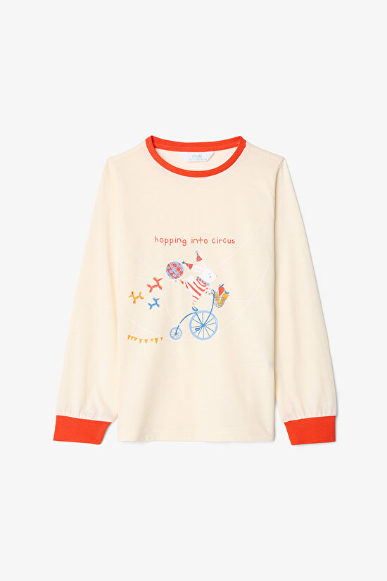 Kız Çocuk Hopping Sürdürülebilir Pamuklu Tavşan Desenli Uzun Kollu 2'li Pijama Takımı - 3