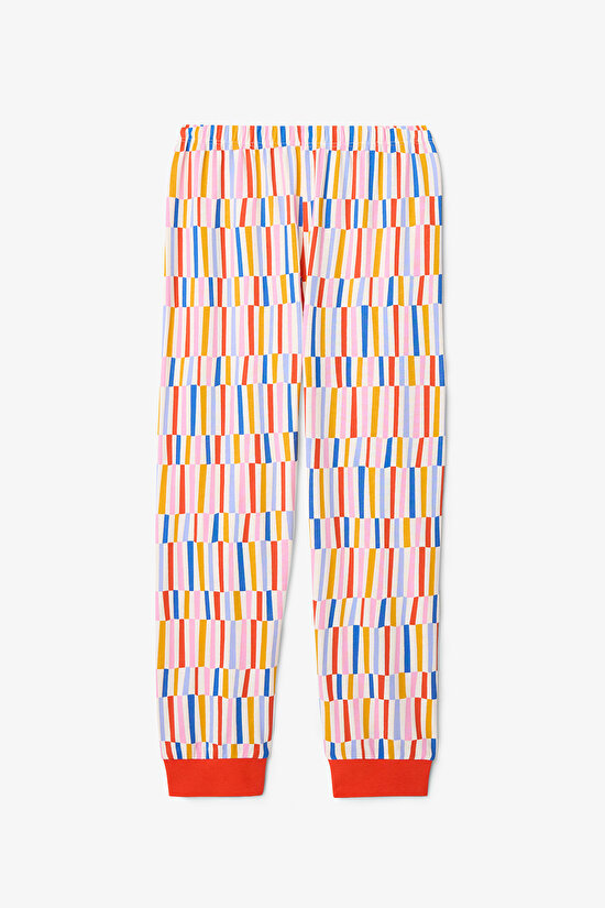 Kız Çocuk Hopping Sürdürülebilir Pamuklu Tavşan Desenli Uzun Kollu 2'li Pijama Takımı - 4