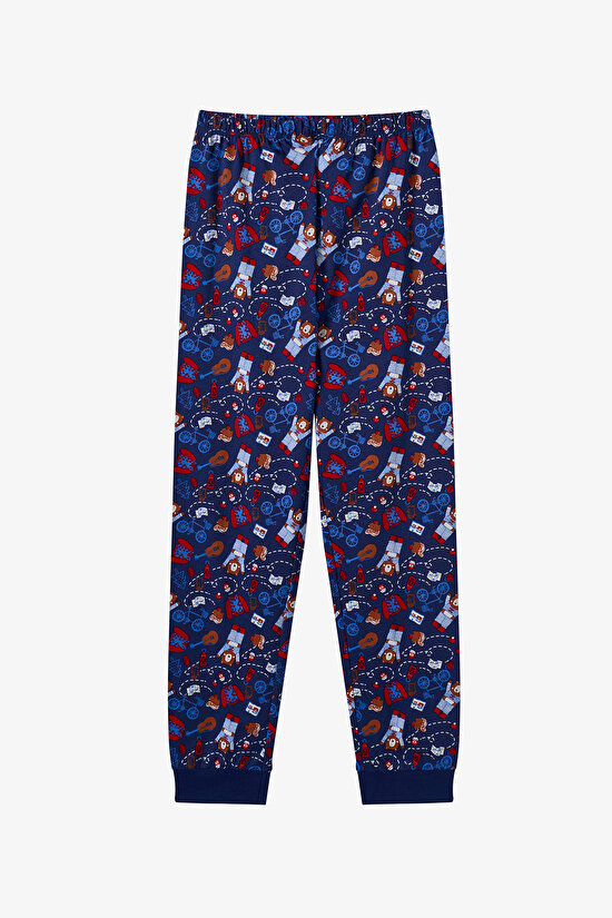 Erkek Çocuk Lacivert Style Repeat Pamuklu Uzun Kollu Pijama Takımı - 3