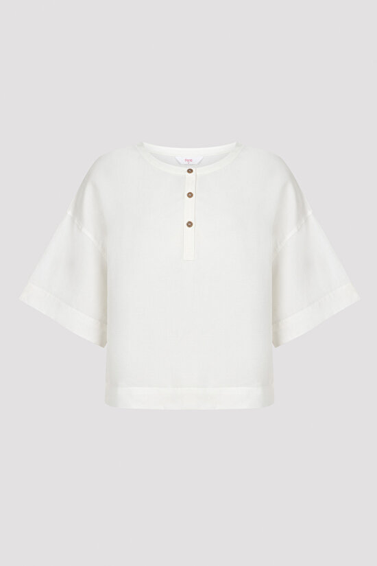 Brea White Linen Tshirt PJ Top - 6