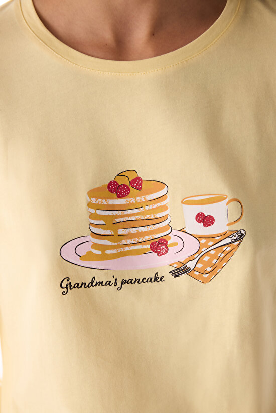 Renkli Breakfast Pantolon Pijama Takımı - 3