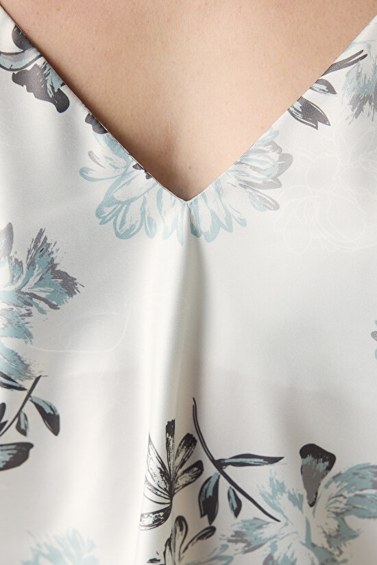 Camille Saten Açık Gri Atlet Pijama Üstü - 5