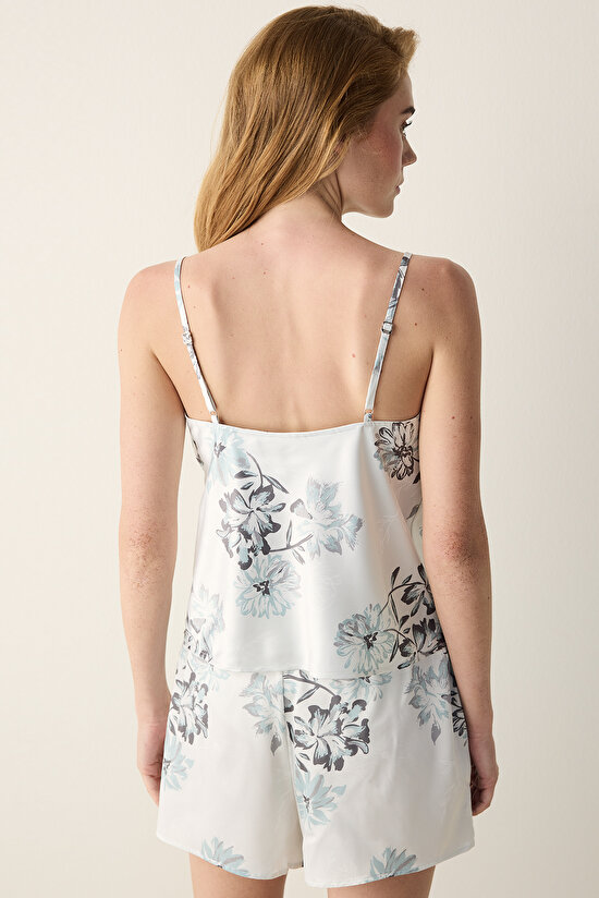 Camille Saten Açık Gri Atlet Pijama Üstü - 6