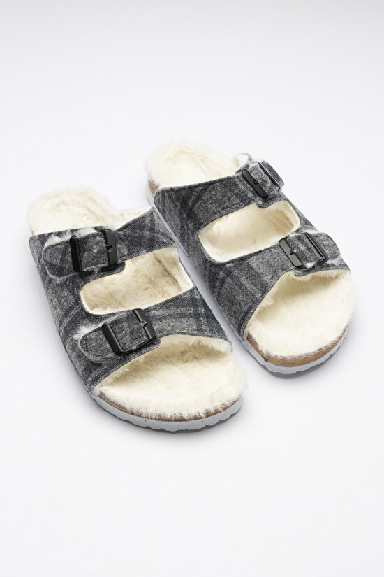 Grey Checked Slippers - 3
