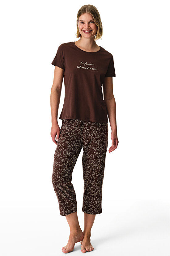Extraordinaire Pamuklu Kapri Pijama Takımı - 1