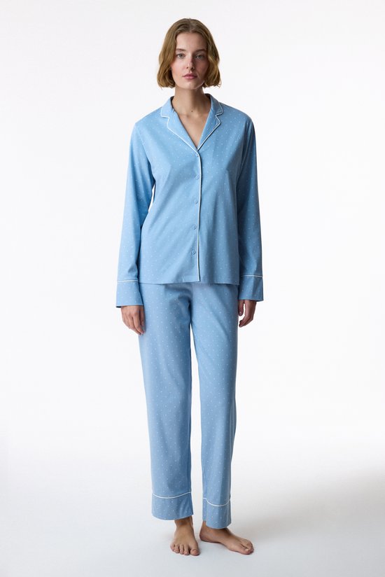 Blue Winter Story Polka Dot Long Sleeve Shirt & Trouser Pyjama Set - 1