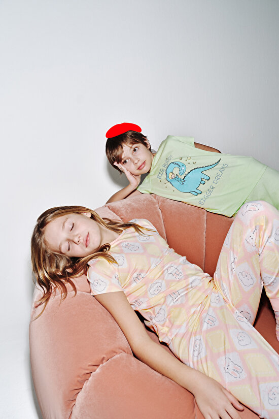 Açık Pembe Kız Çocuk Cute Dog 2'li Pijama Takımı - 1