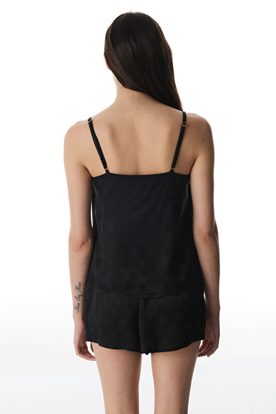 Black Lilah Satin Shorts Pajama Set - 4