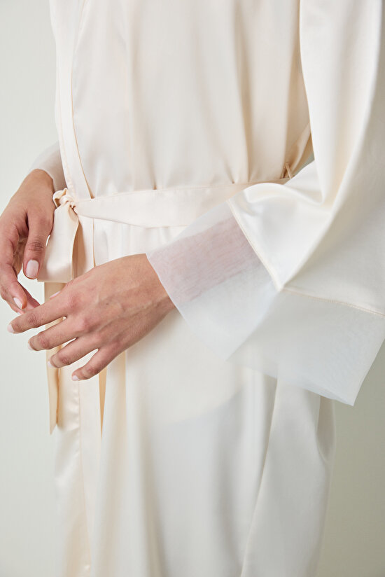 Roses Saten Krem Sabahlık - 3