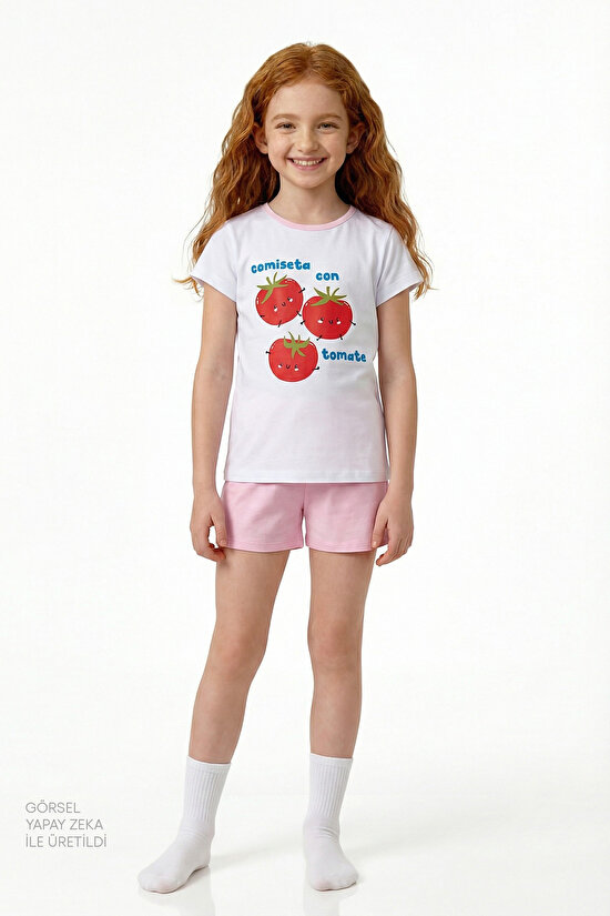 Pink Girls Tomato 2in1 Pajama Set - 1
