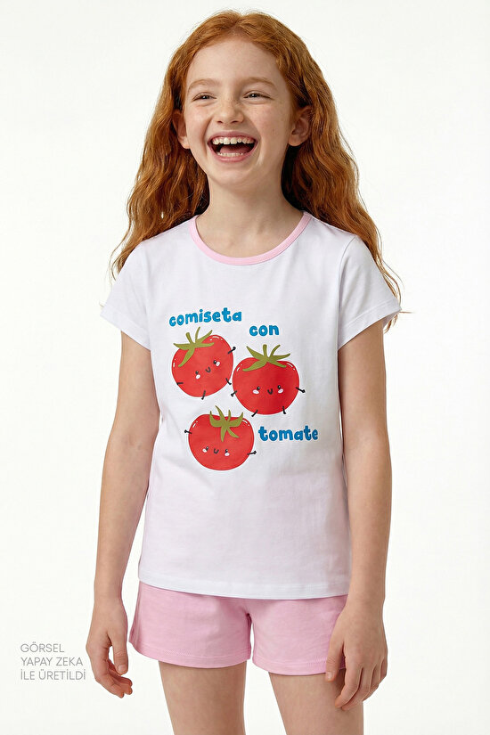 Pink Girls Tomato 2in1 Pajama Set - 2