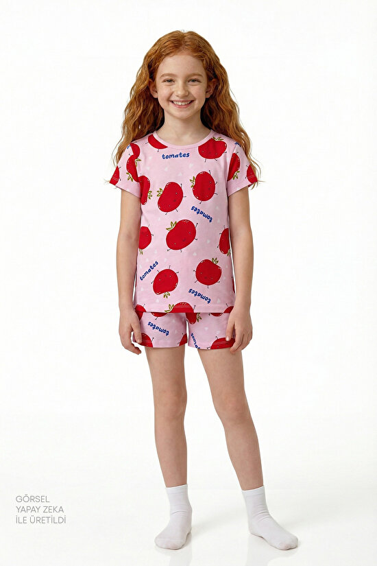 Pink Girls Tomato 2in1 Pajama Set - 4