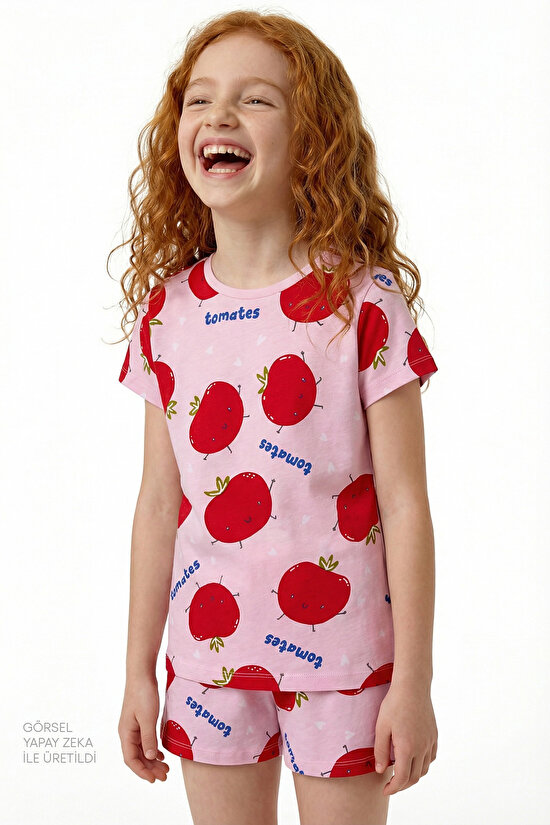 Pink Girls Tomato 2in1 Pajama Set - 5