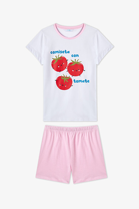Pink Girls Tomato 2in1 Pajama Set - 11