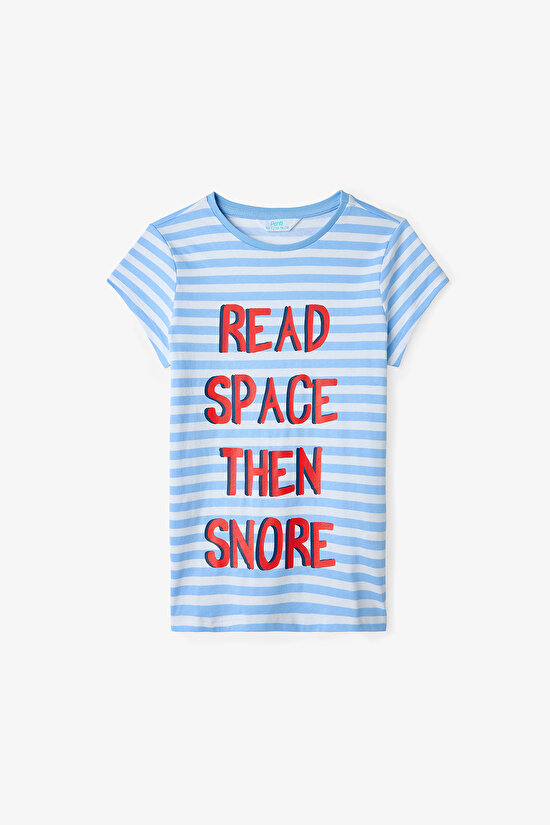 Açık Mavi Erkek Çocuk Çizgili Space 2'li Pijama Takımı - 6